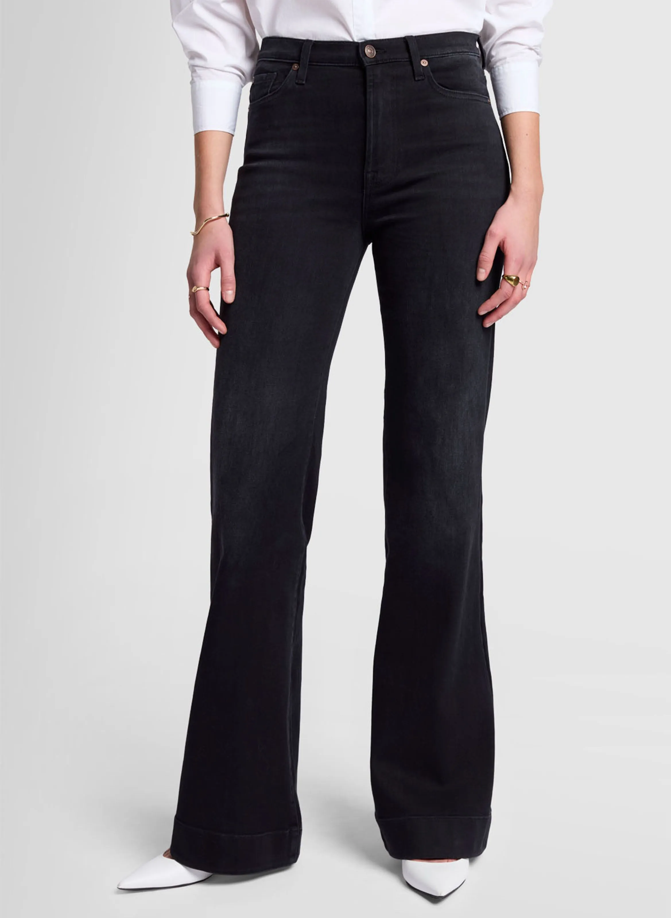  7 FOR ALL MANKIND   MODERN DOJO ENVY - Jeans flare in misto cotone | Nero