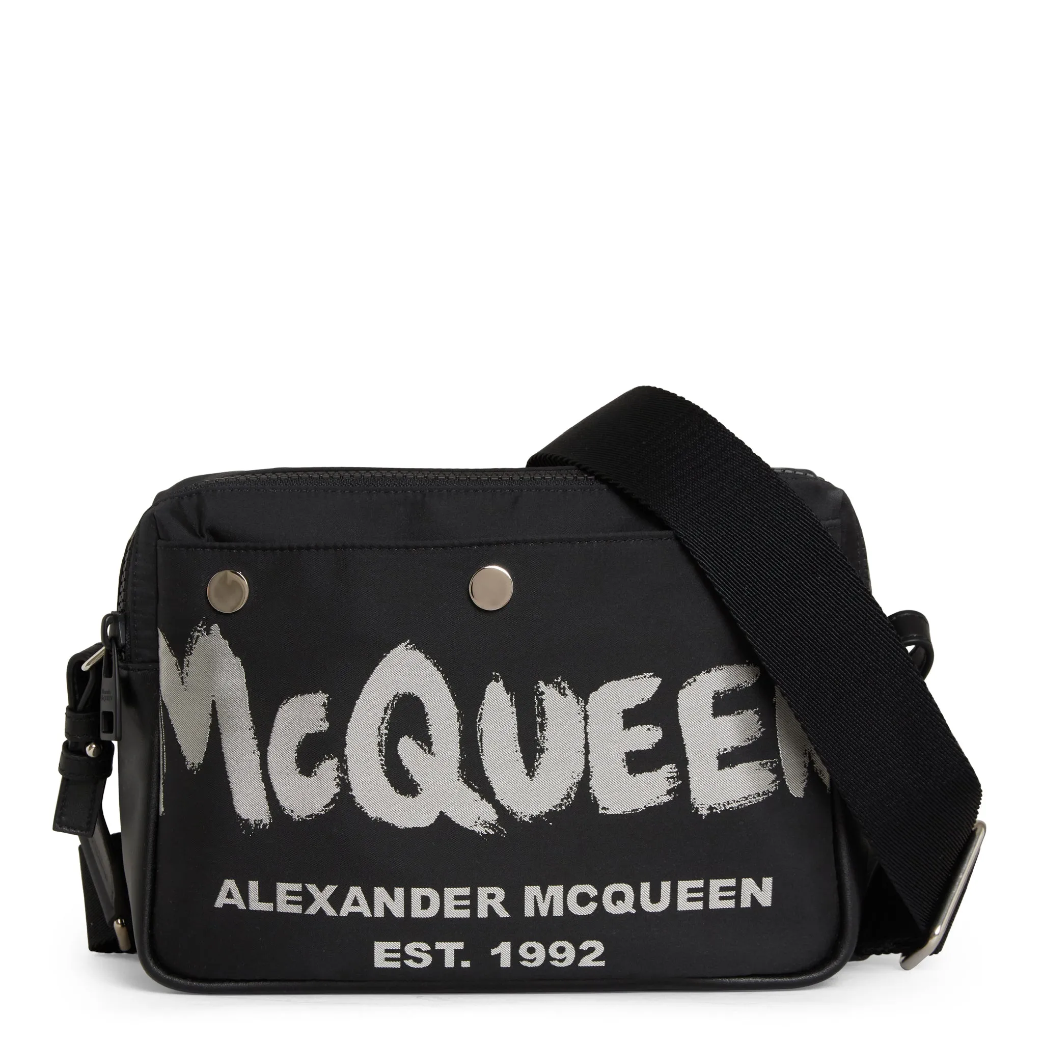 ALEXANDER MCQUEEN  Borsa a tracolla ''Graffiti'' in tessuto nera