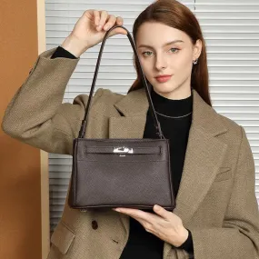 Borsa a tracolla in pelle di vacchetta minimalista moda donna