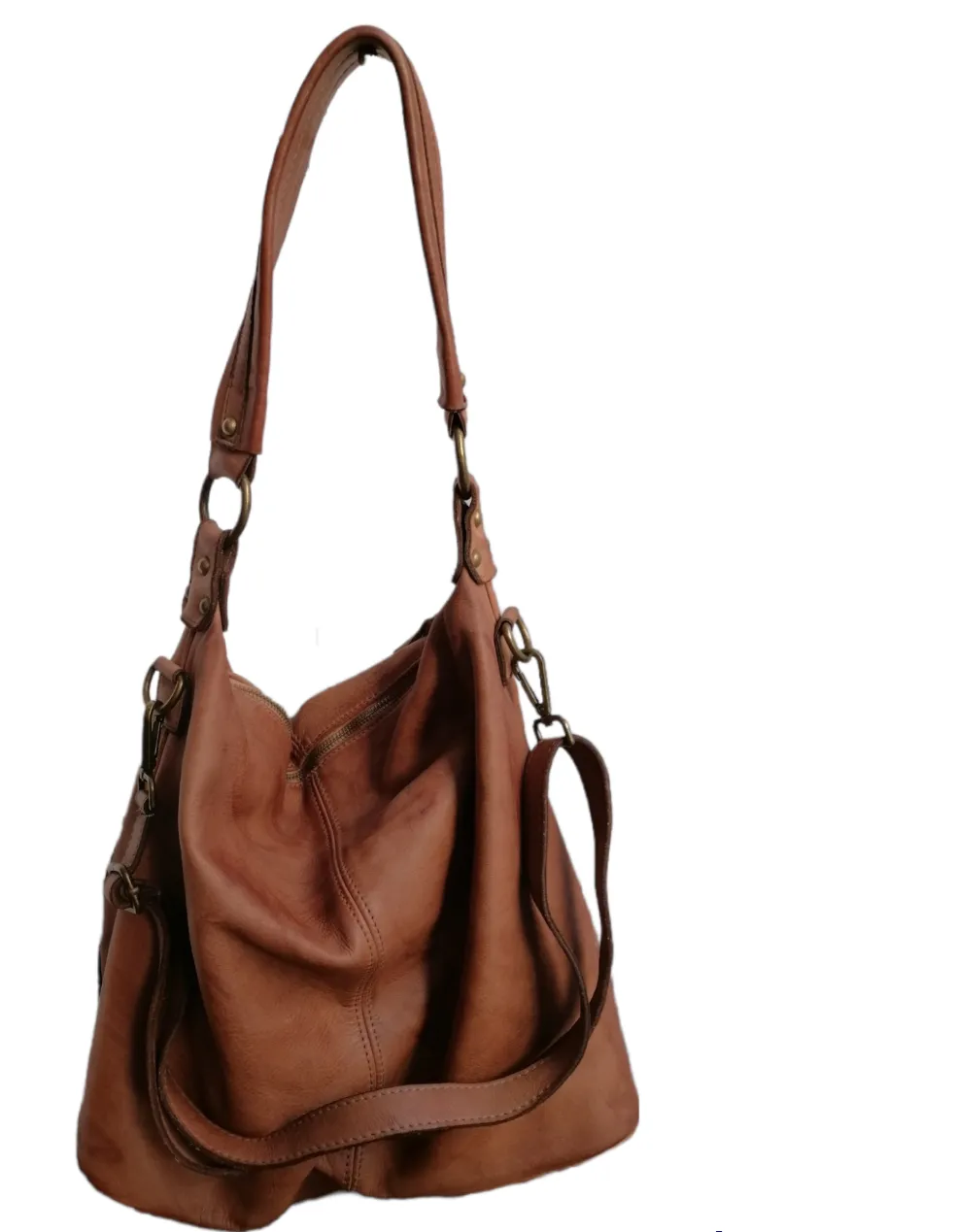 Borsa Grande Hobo 35x37 in Sauvage pelle Vintage