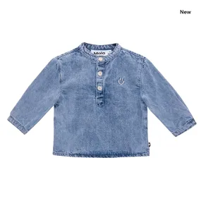 Camicia in denim blu per neonato