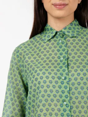 Camicia silky Muslin verde /blu