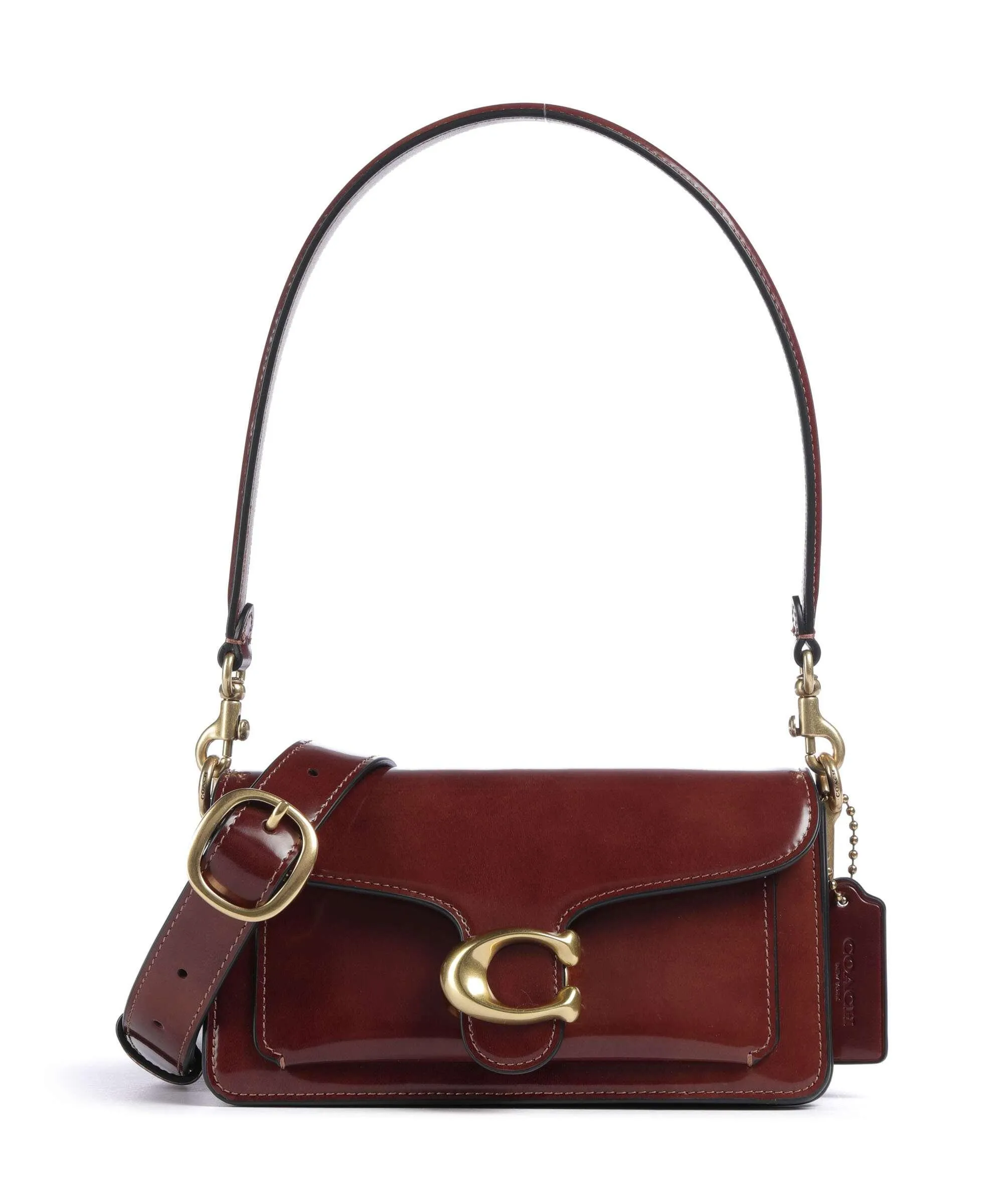  Coach Tabby 20 Borsa a spalla pelle di vacchetta liscia marrone rosso  