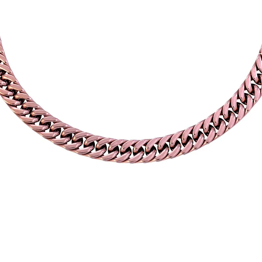 Collana con maglia groumette in acciaio Rose gold