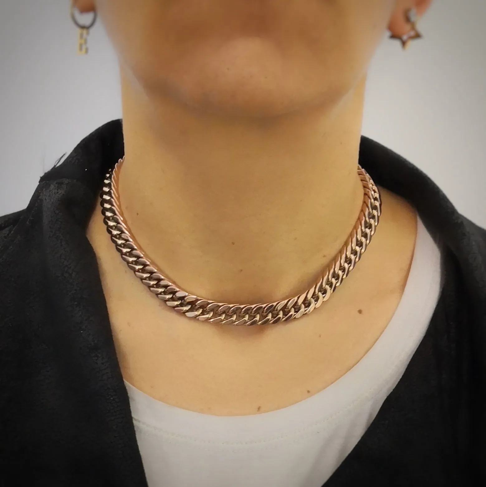 Collana con maglia groumette in acciaio Rose gold