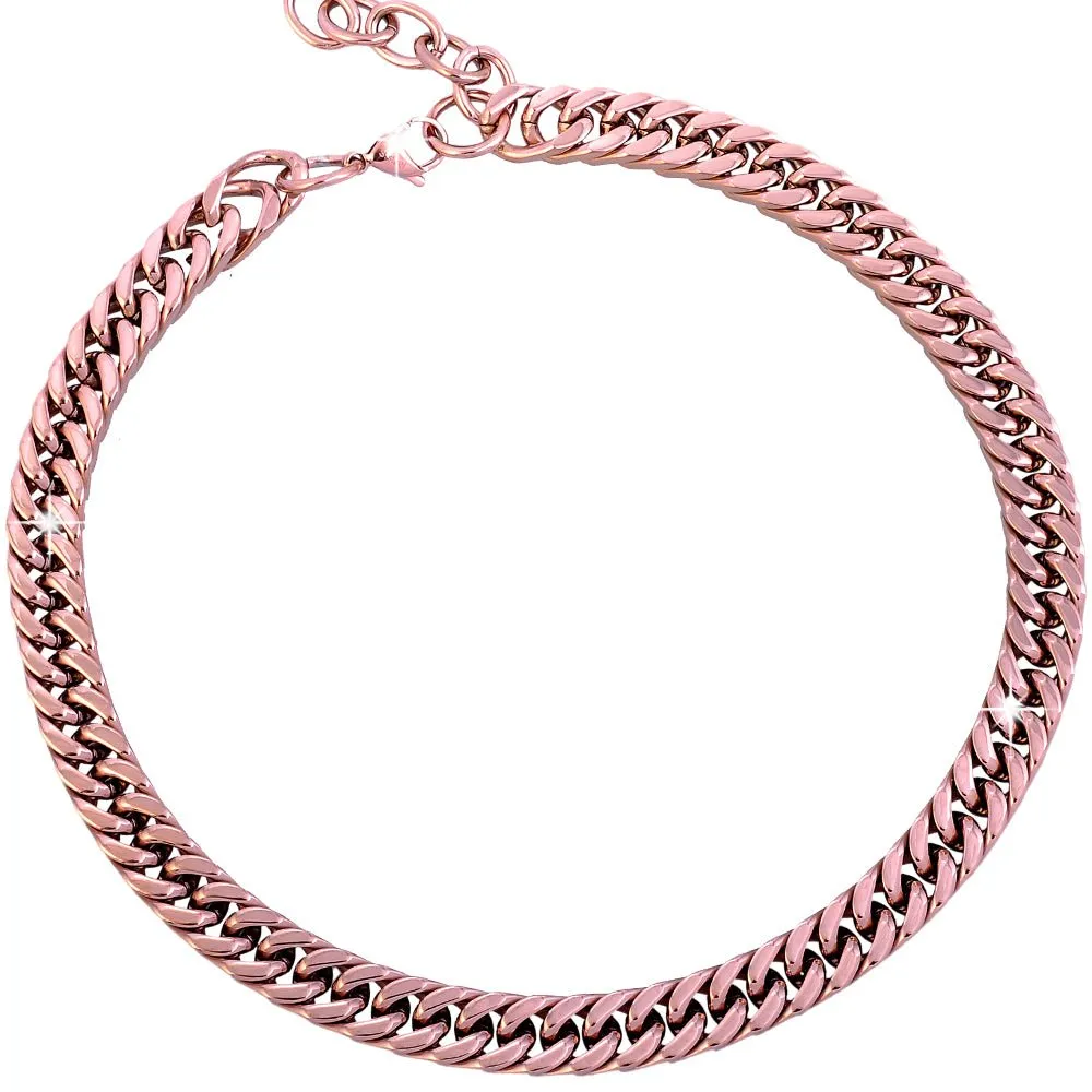 Collana con maglia groumette in acciaio Rose gold