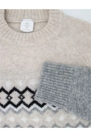 ELEVENTY Abbigliamento,Maglieria Maglia in cashmere e seta beige e grigia 