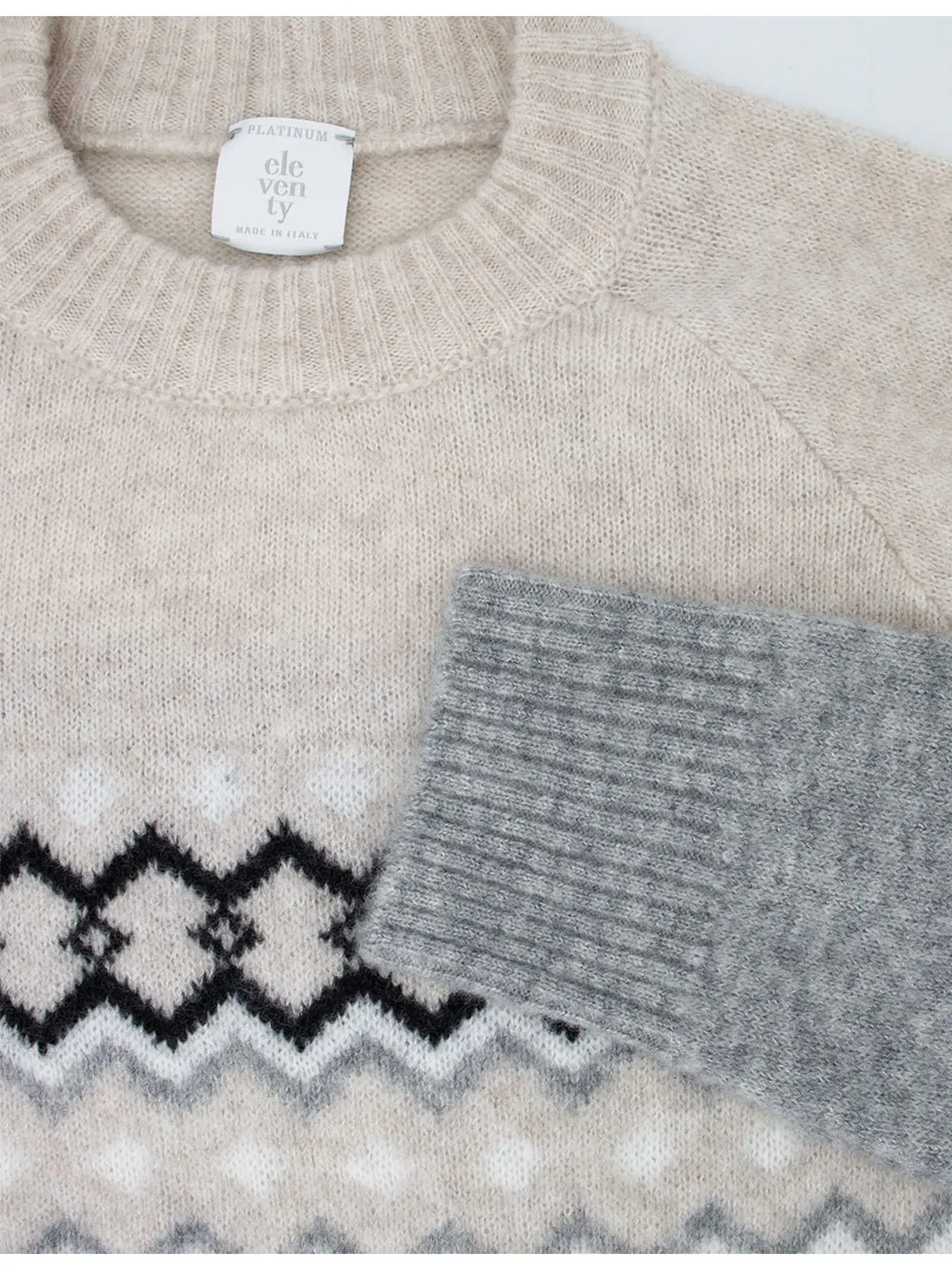 ELEVENTY Abbigliamento,Maglieria Maglia in cashmere e seta beige e grigia 