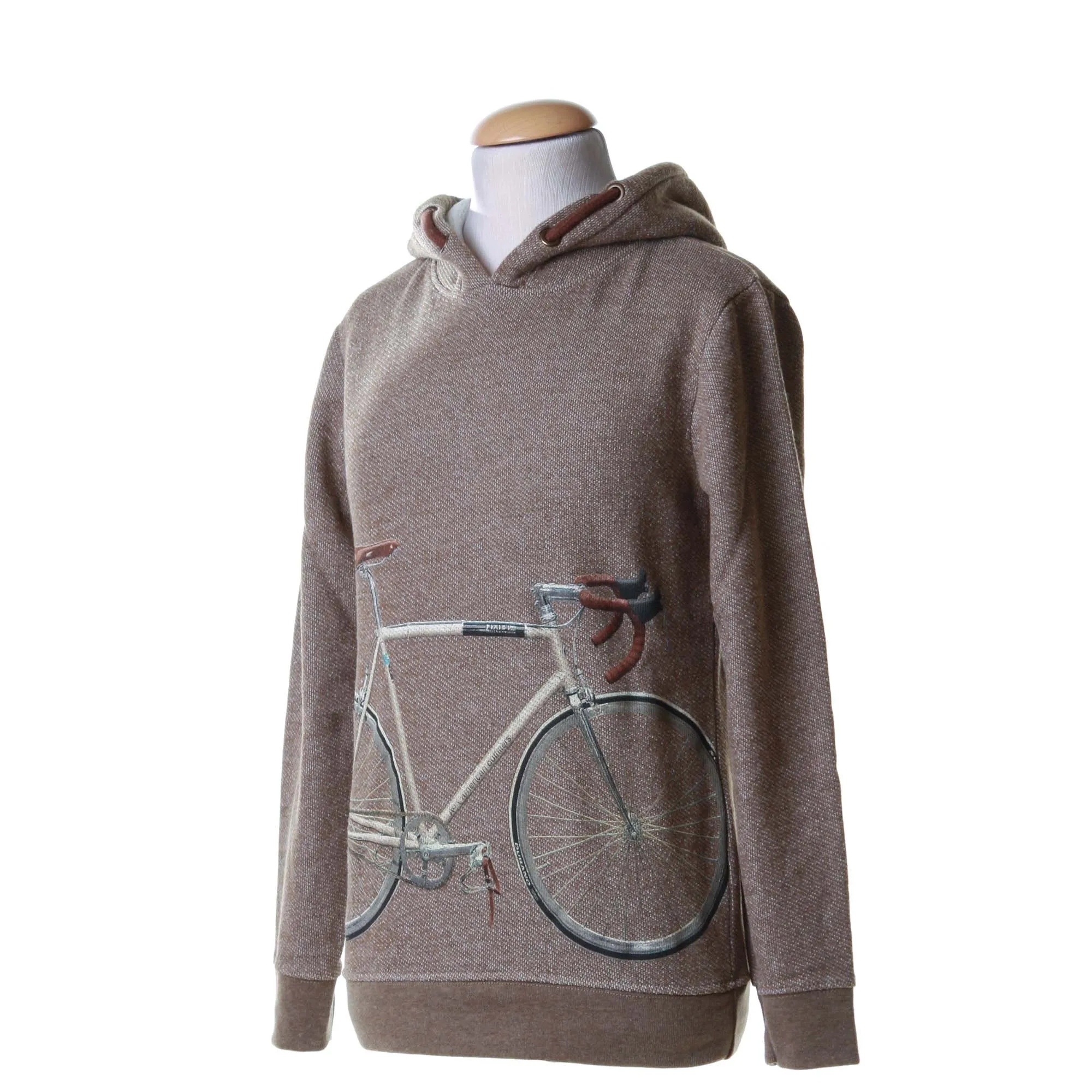 Felpa Bike Marrone In Pique'con Cappuccio