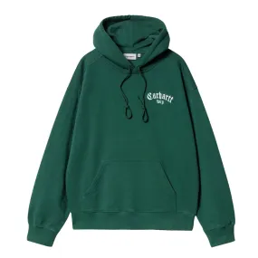 Felpa Uomo Carhartt WIP Hooded Onyx Script Verde