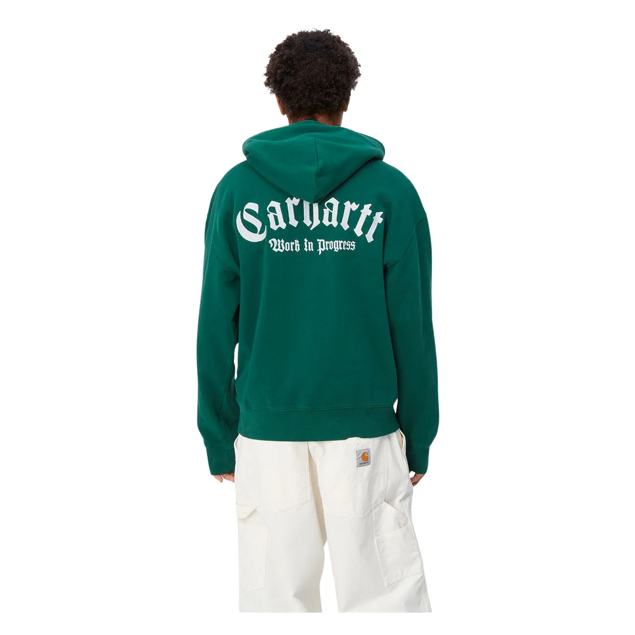 Felpa Uomo Carhartt WIP Hooded Onyx Script Verde