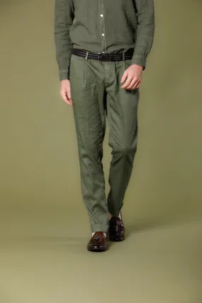 Genova Style pantalon chino homme en twill du lin e coton régulière