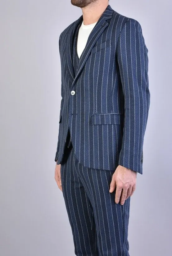 Giacca XAGON MAN Punto Milano Slim Fit in tessuto spigato disponibile con pantalone in coordinato su base Blu