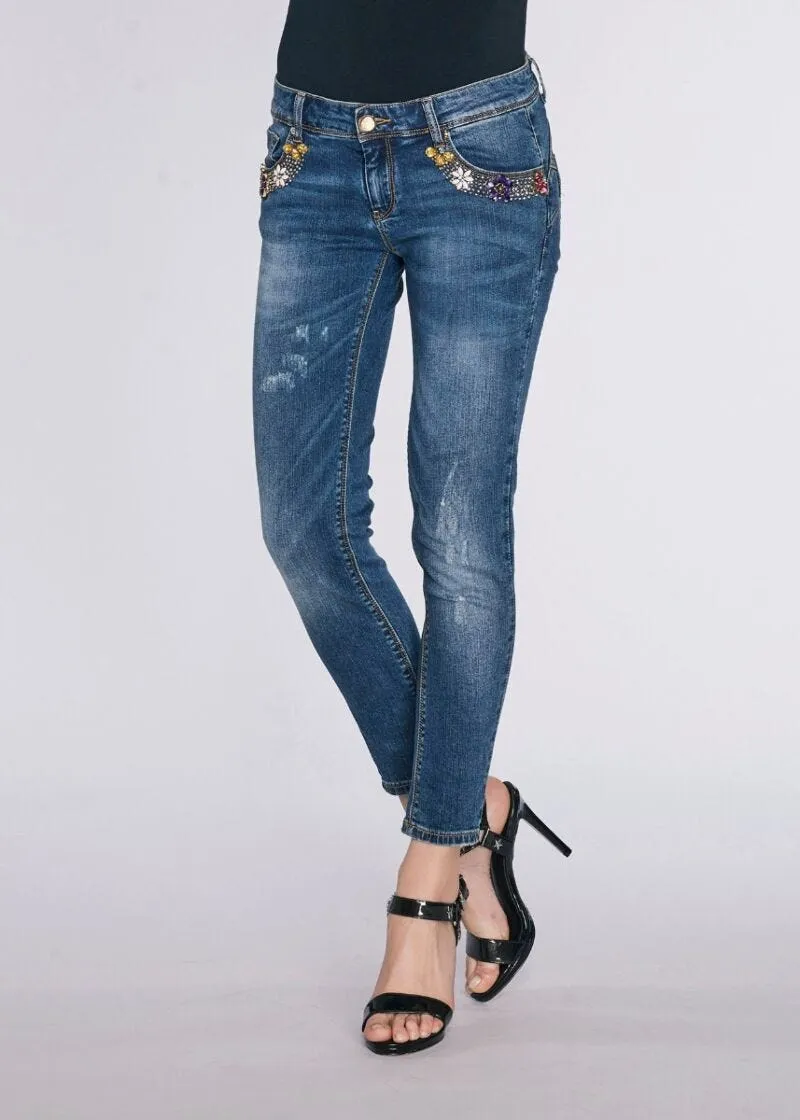 Jeans skinny con dettaglio gioiello