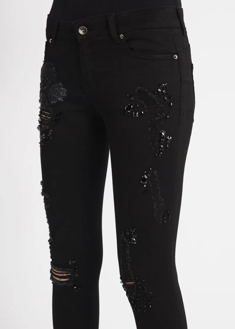 Jeans skinny con paillettes