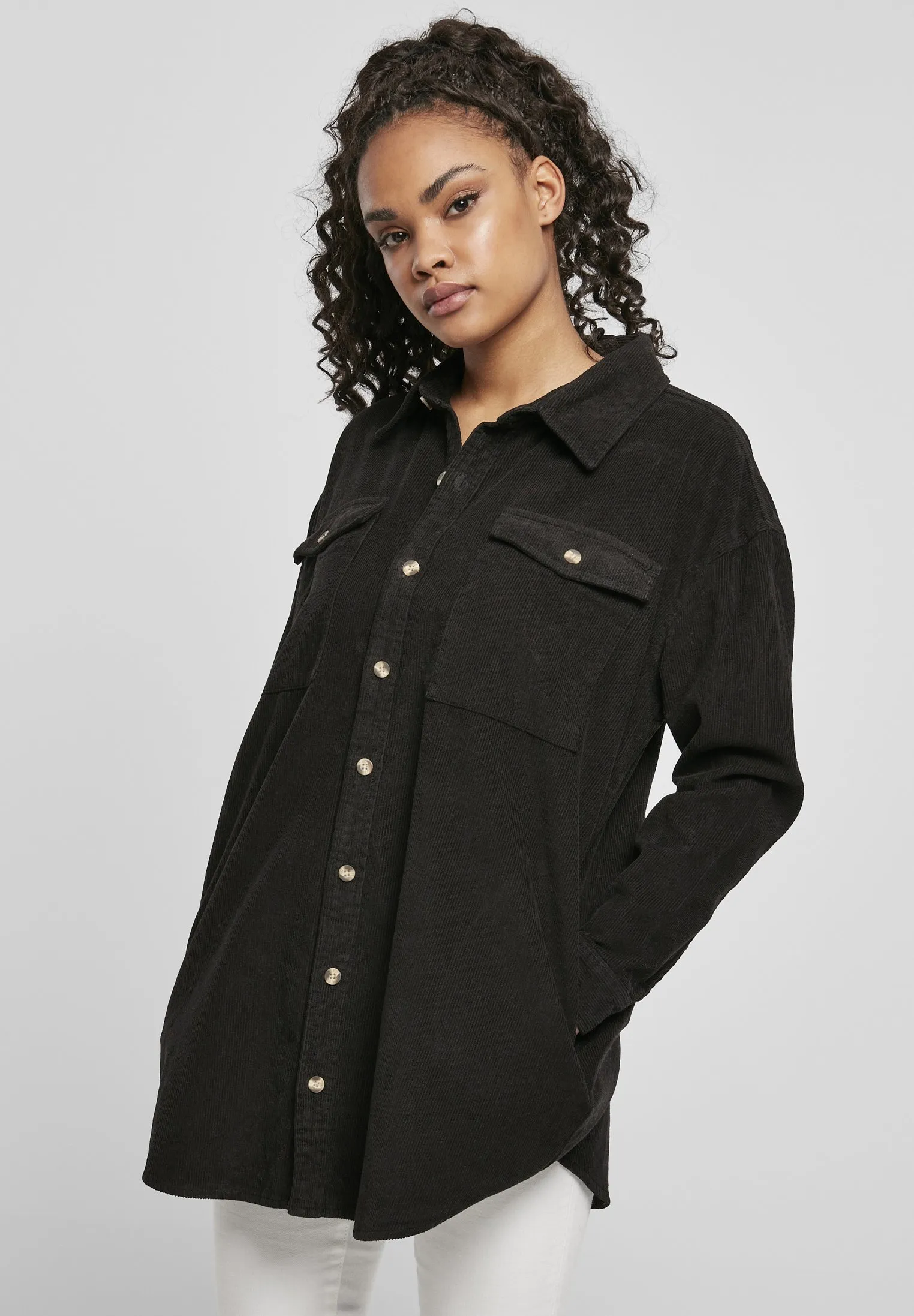 LADIES LONG CORDUROY OVERSHIRT - Camicia