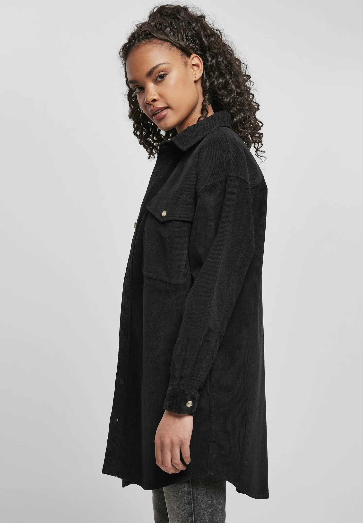 LADIES LONG CORDUROY OVERSHIRT - Camicia