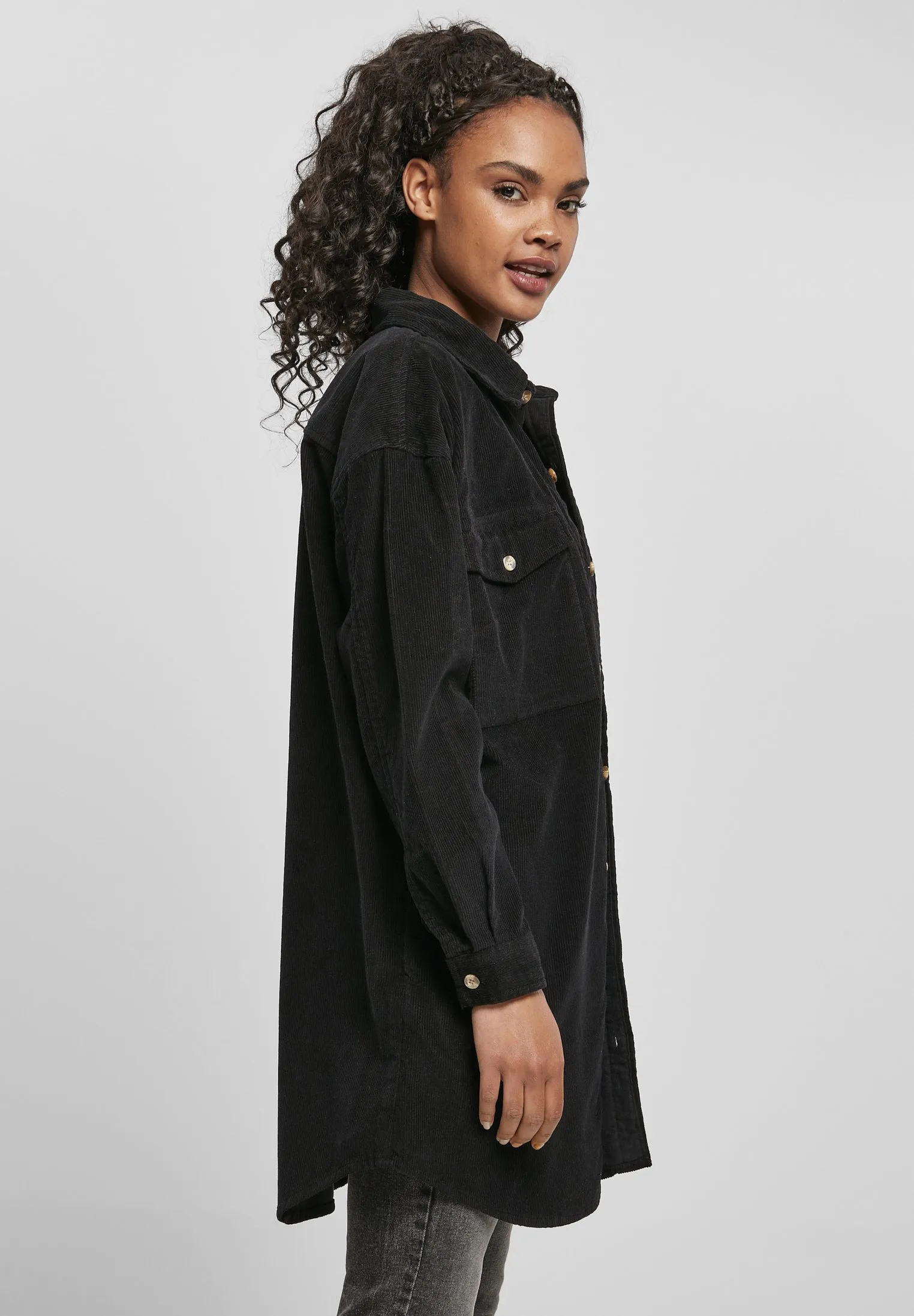 LADIES LONG CORDUROY OVERSHIRT - Camicia