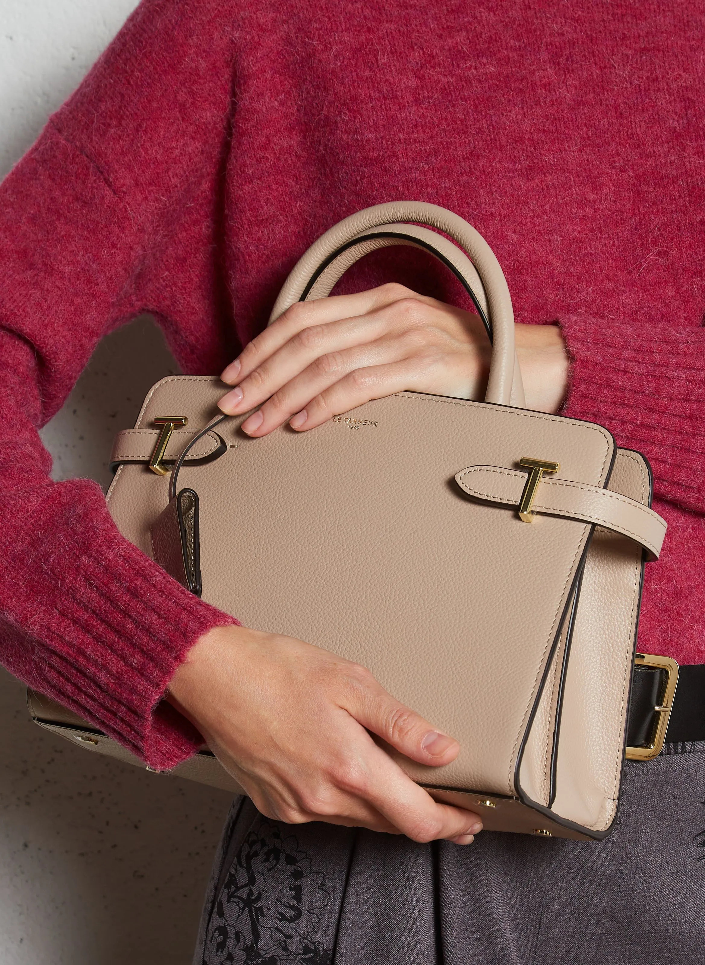  LE TANNEUR   EMILIE - Borsa a mano in pelle martellata | Beige