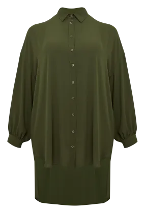  MAT FASHION   Camicia lunga tinta unita | Verde