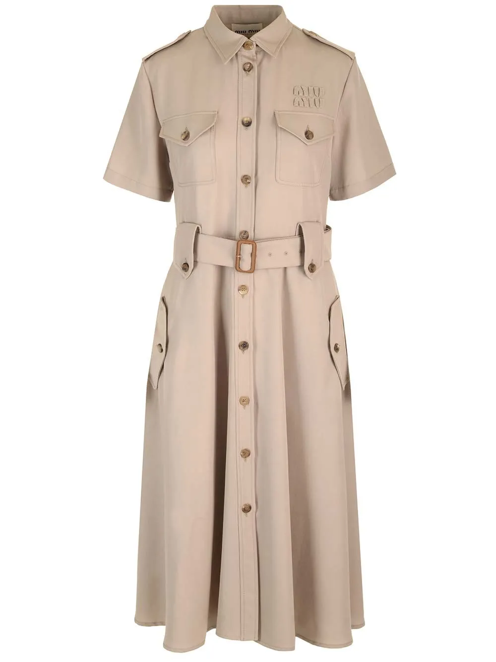   Miu Miu  Vestito midi in gabardina di lana  