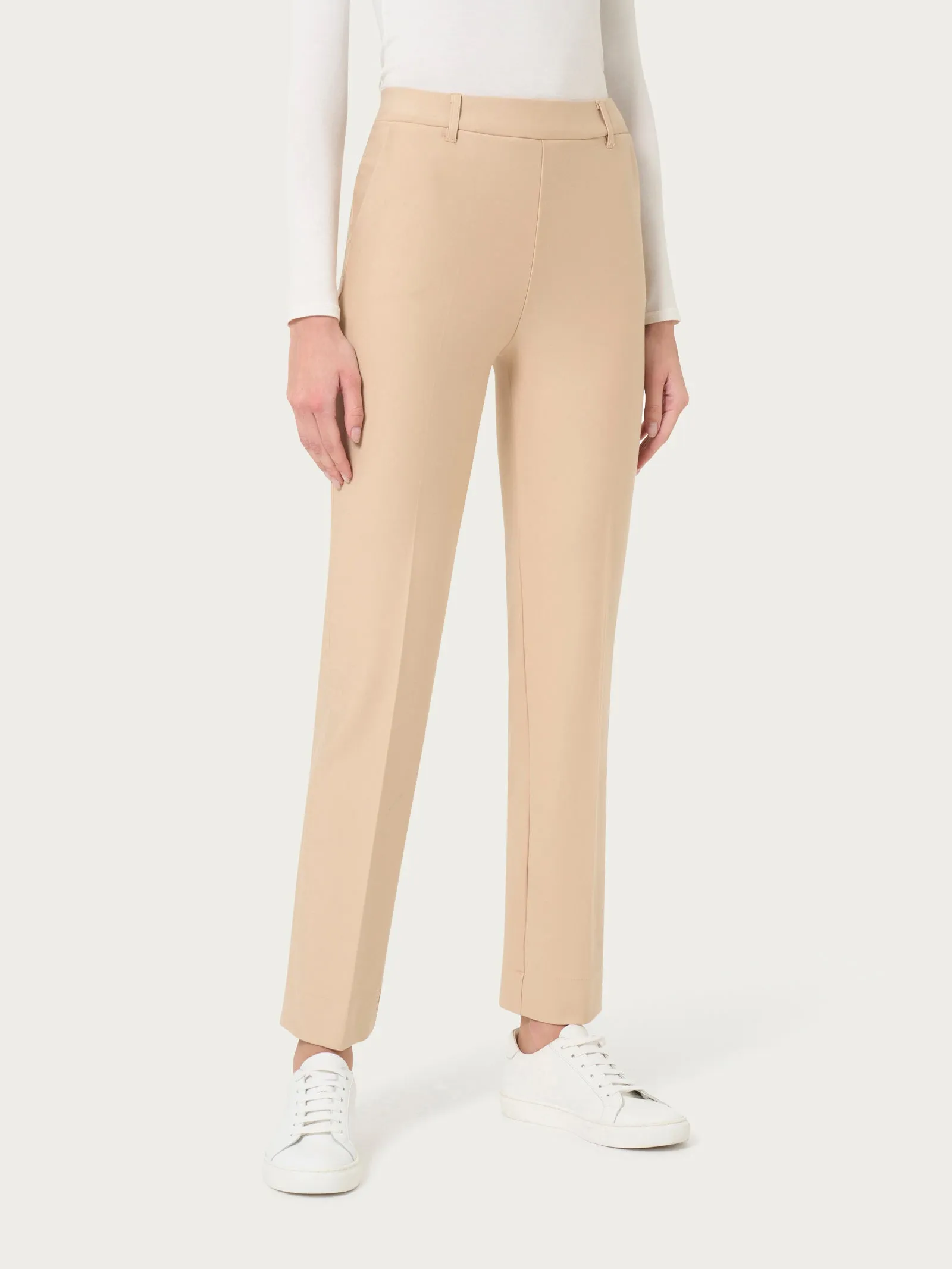 Pantalone dritto con tasche in Compact - Irish Cream