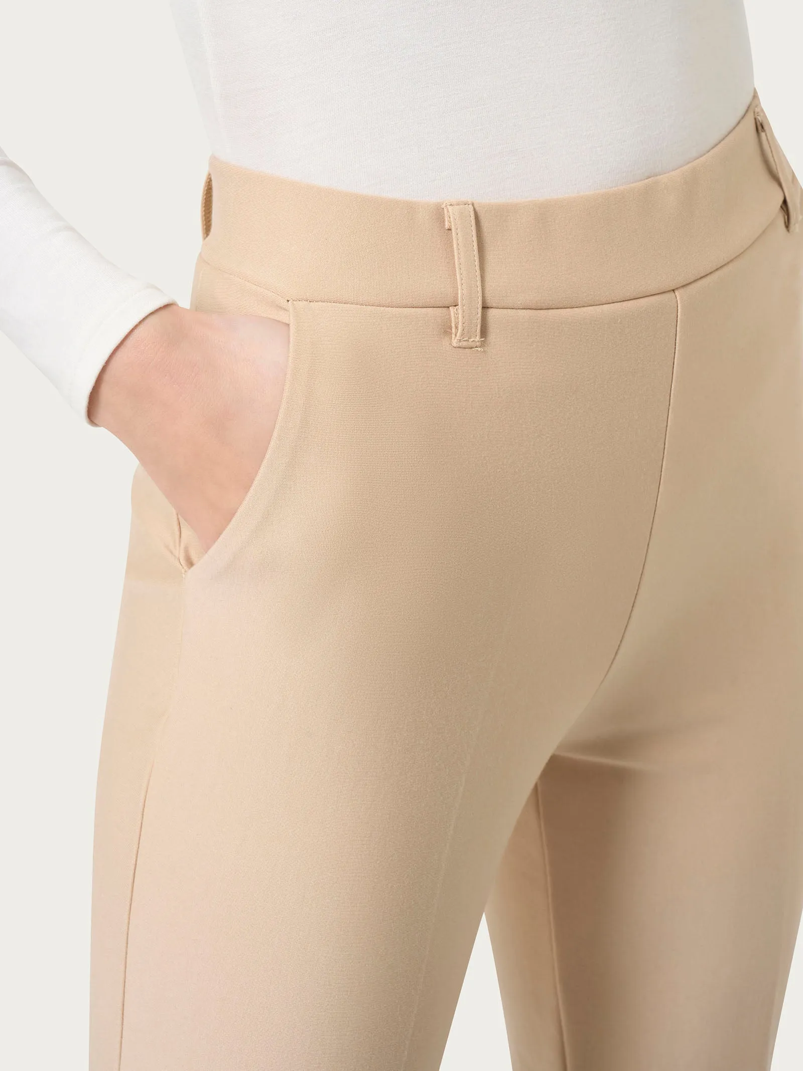 Pantalone dritto con tasche in Compact - Irish Cream