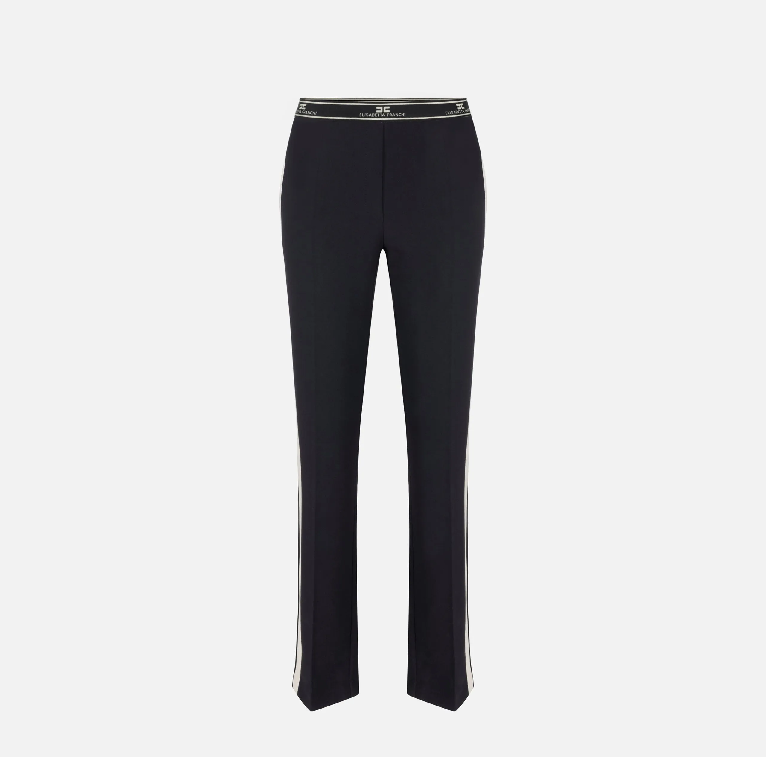 Pantalone Dritto Crêpe Banda Laterale Nero Elisabetta Franchi