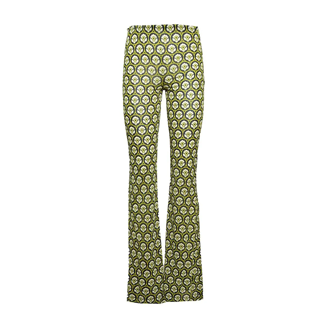 Pantalone flare in jersey verde stampato Etro