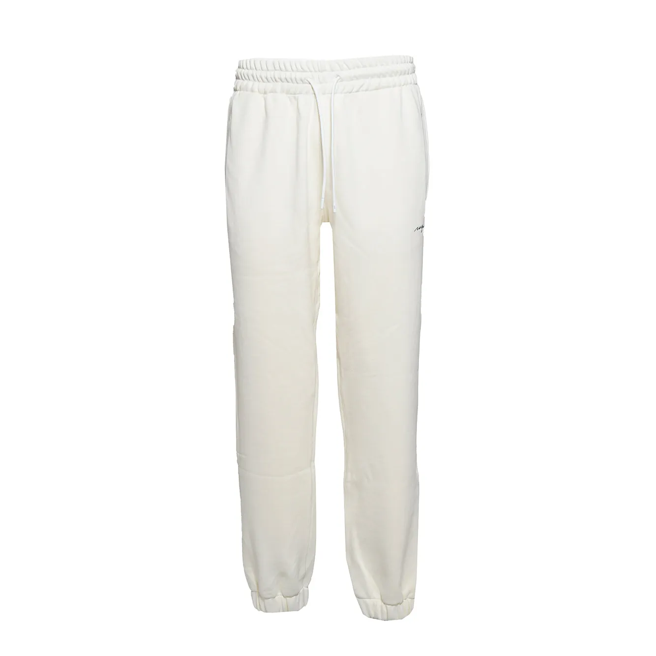 Pantalone in felpa di cotone panna con ricamo logo MSGM