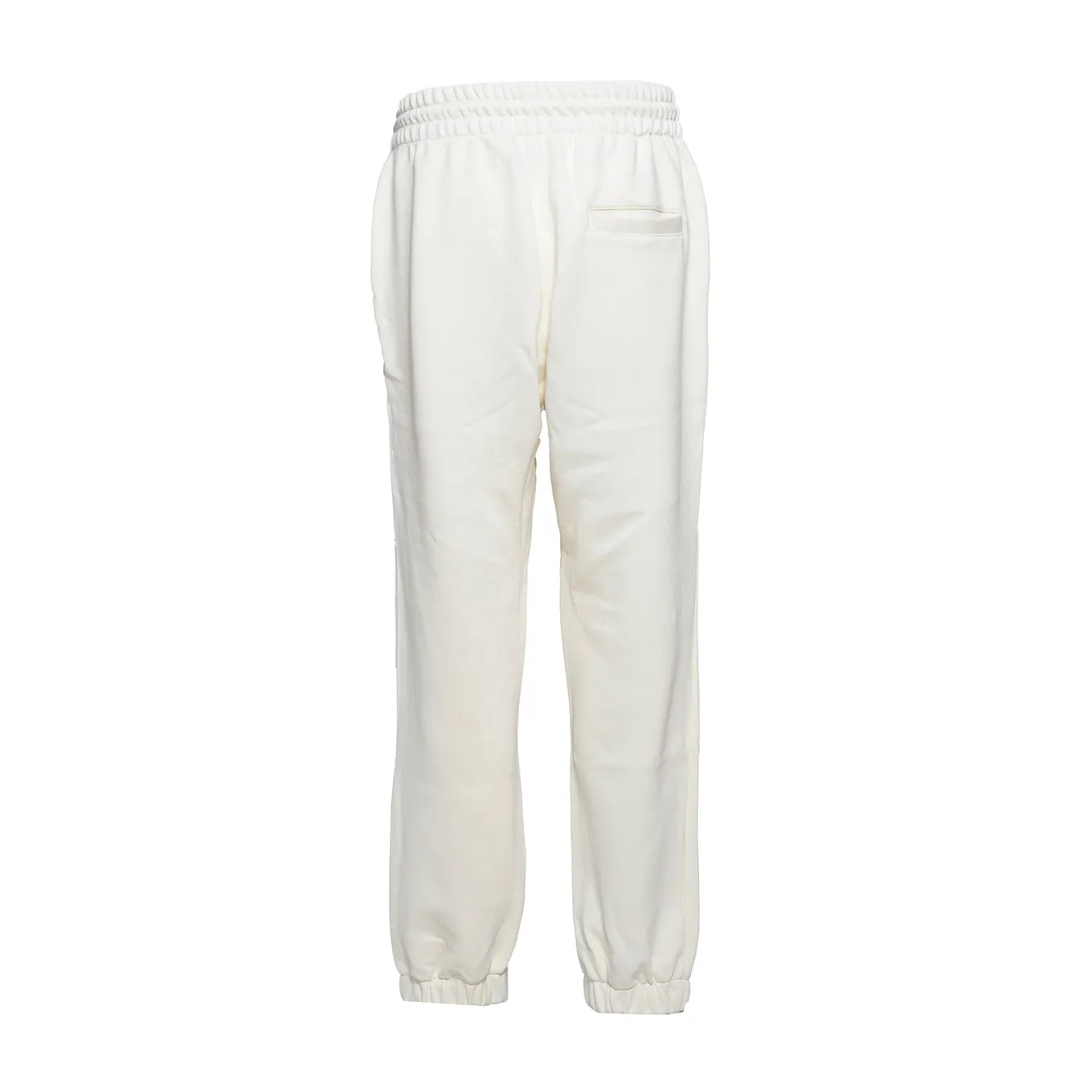 Pantalone in felpa di cotone panna con ricamo logo MSGM