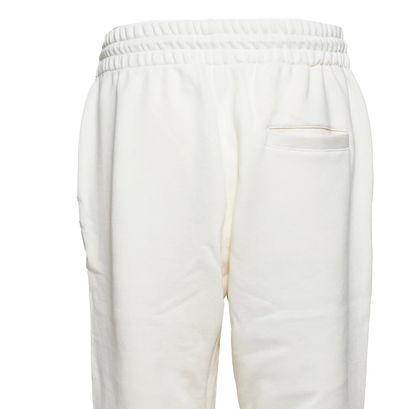 Pantalone in felpa di cotone panna con ricamo logo MSGM