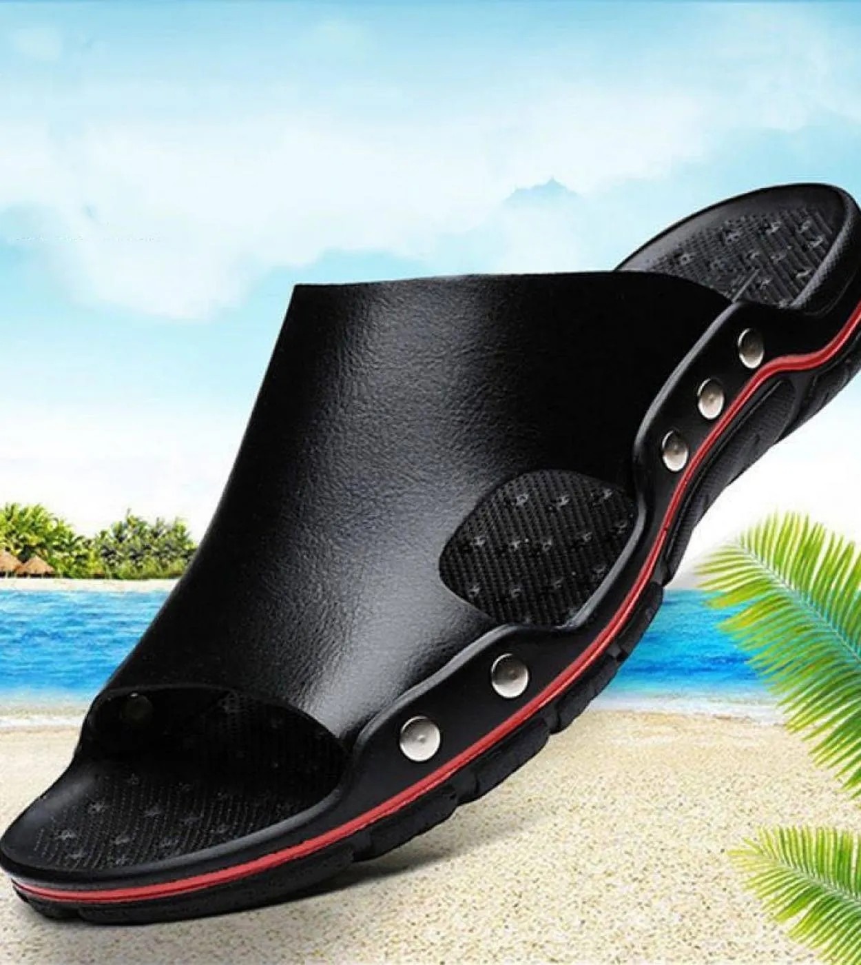 Pantofole da uomo 2023 nuove scarpe da spiaggia estive suola morbida uomo zeppe sandali Sldies pantofole casual in pelle PU anti