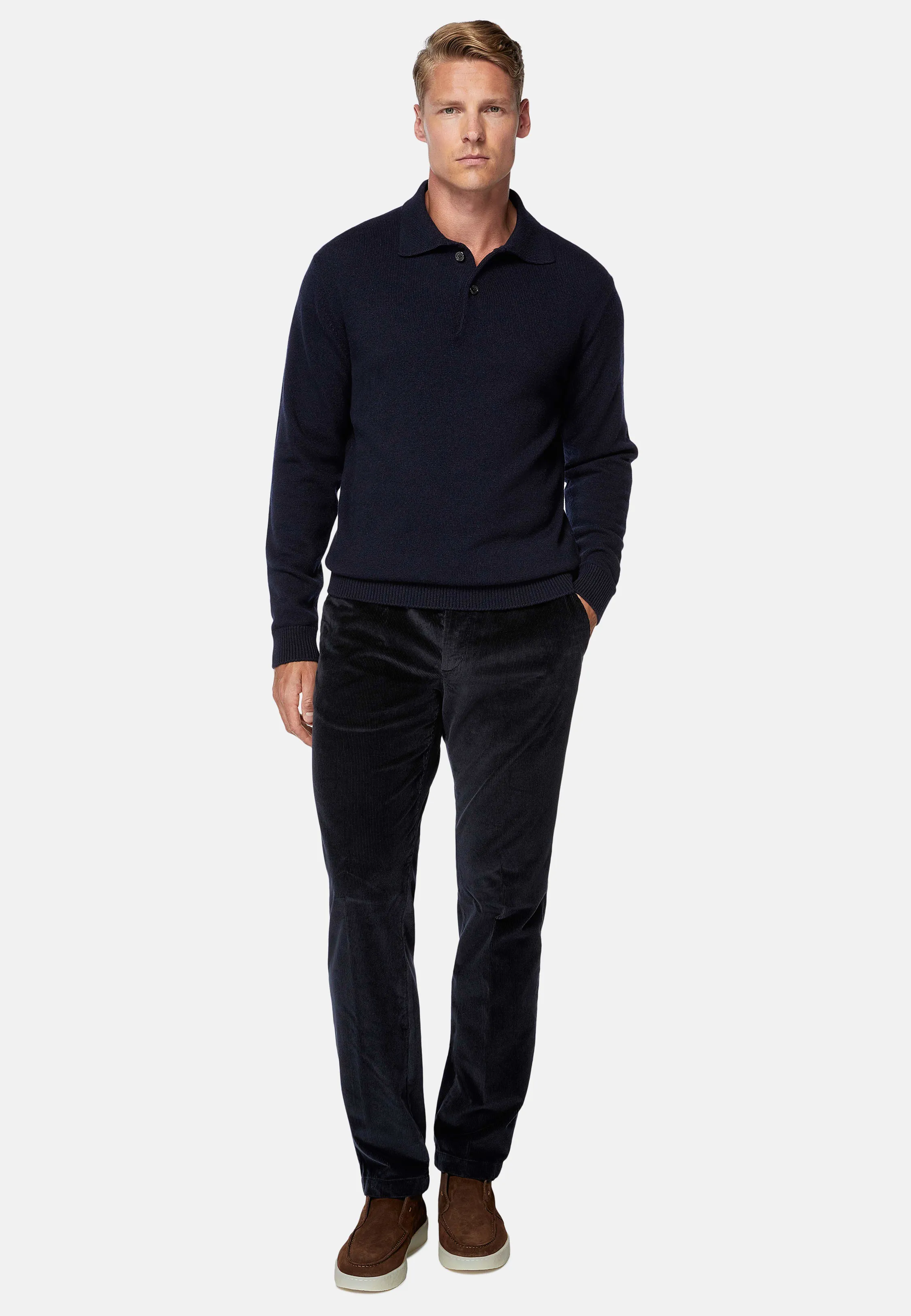 Polo Di Maglia Navy In Misto Cashmere