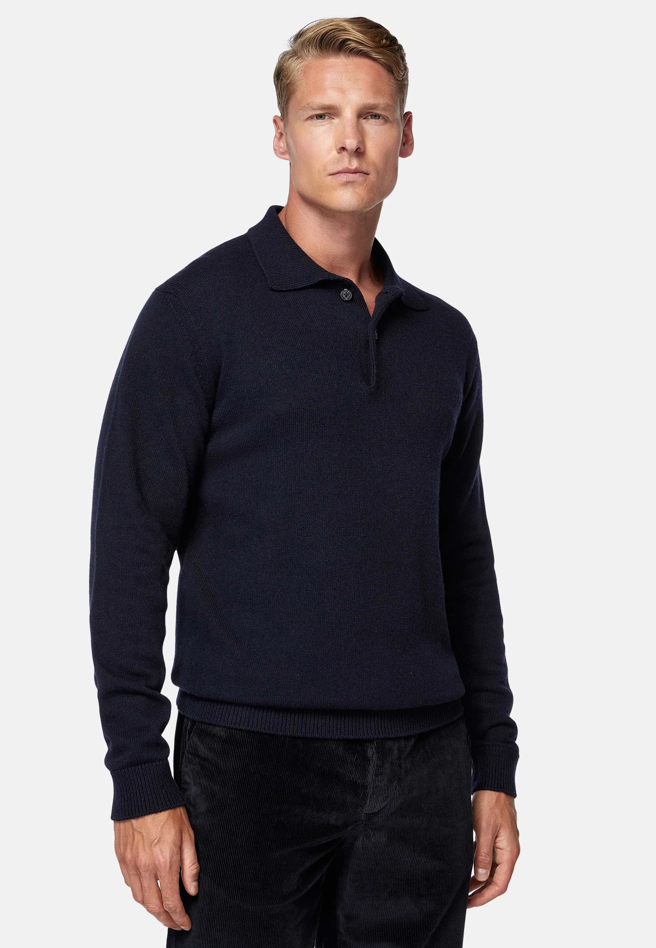 Polo Di Maglia Navy In Misto Cashmere