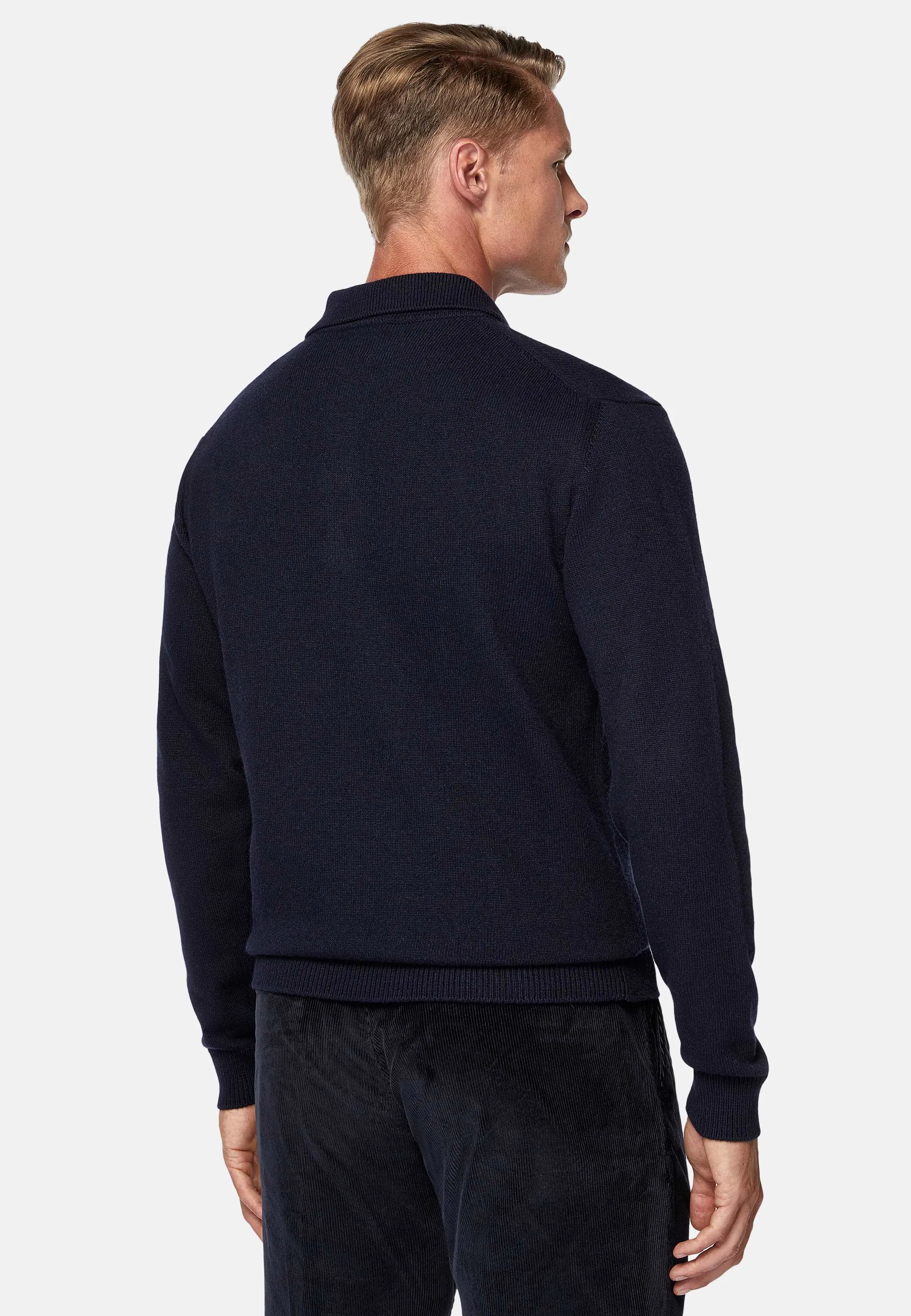 Polo Di Maglia Navy In Misto Cashmere