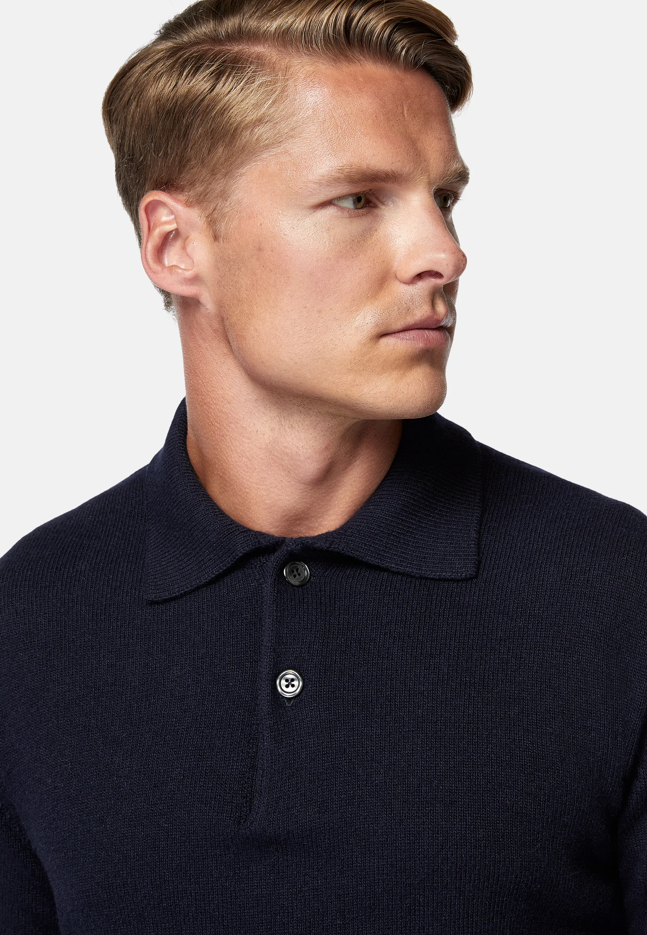 Polo Di Maglia Navy In Misto Cashmere