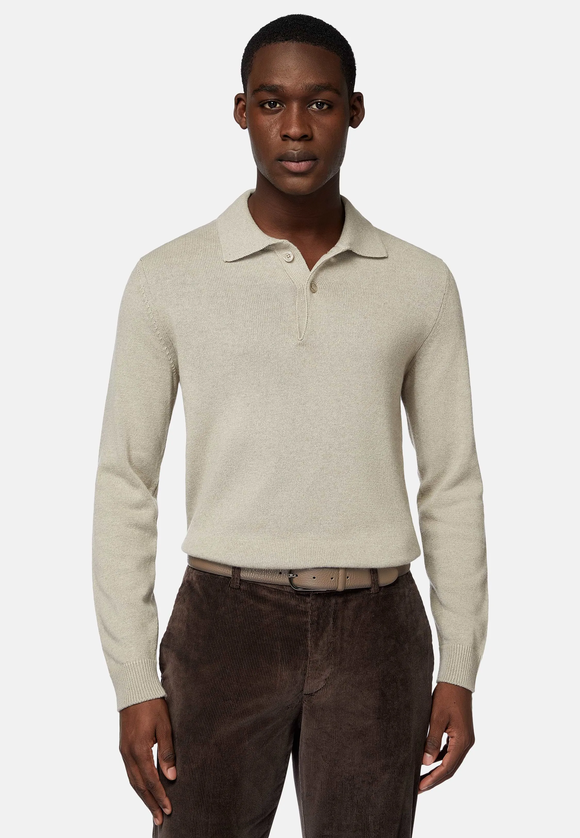 Polo Di Maglia Sabbia In Misto Cashmere