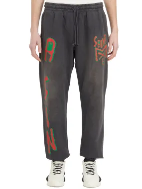 SAINT MXXXXXX  PANTALONE IN COTONE STAMPA LOGO 