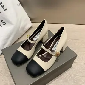 Scarpe casual con tacco spesso da donna di alta qualità per le donne Scarpe da donna con bocca superficiale di nuova moda