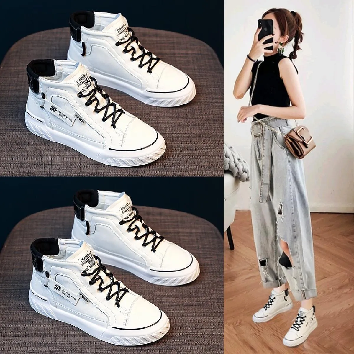 Scarpe da donna nuove di zecca Sneakers alte da donna Moda casual Laceup Scarpe con plateau solide Zapatos De Mujer di alta qual