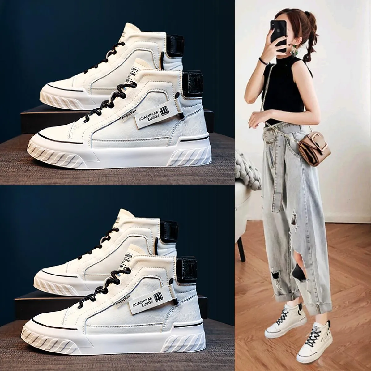 Scarpe da donna nuove di zecca Sneakers alte da donna Moda casual Laceup Scarpe con plateau solide Zapatos De Mujer di alta qual