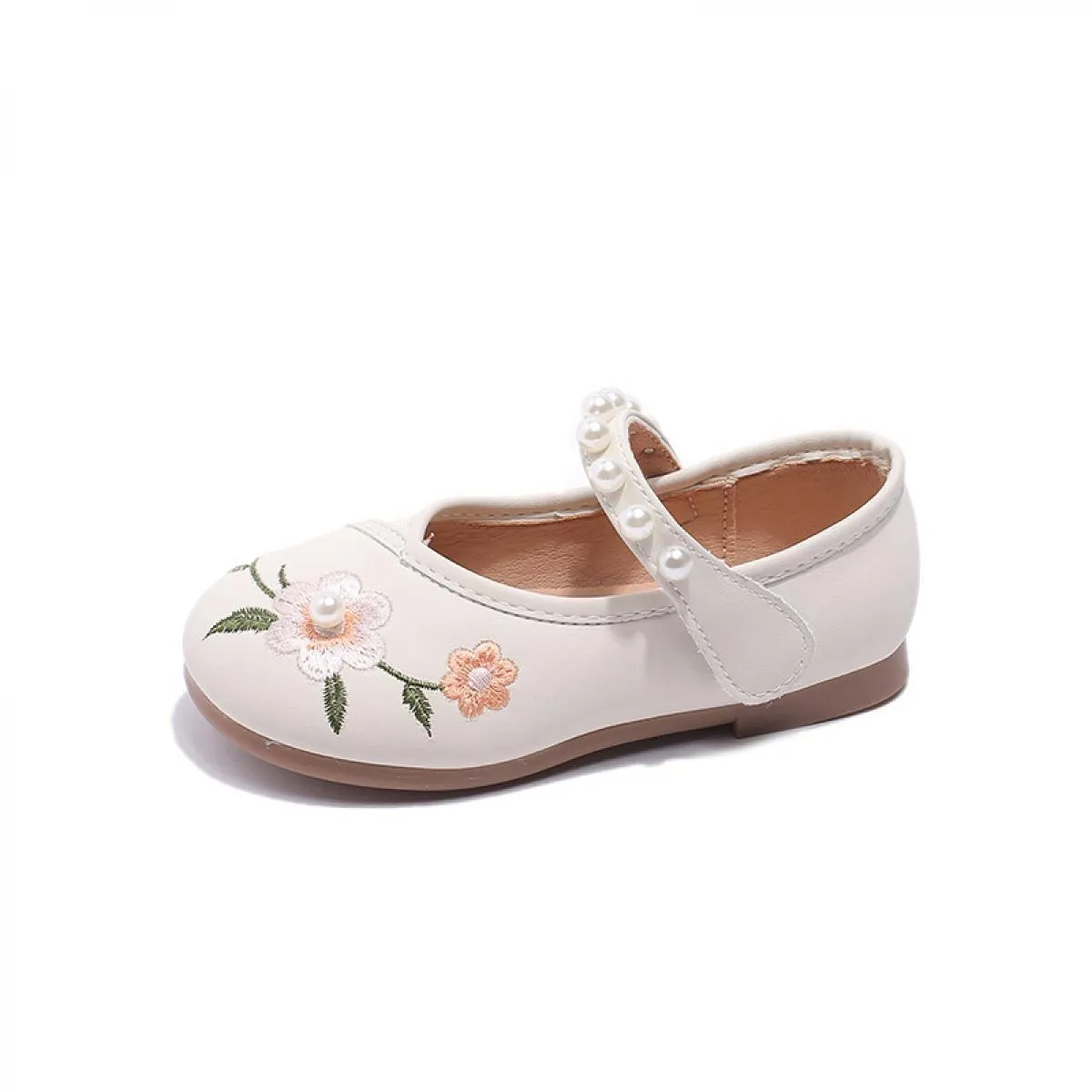 Scarpe da spettacolo per ragazze di fiori ricamate per bambini classici Perle Scarpe Mary Jane per bambini Ragazza Belle scarpe