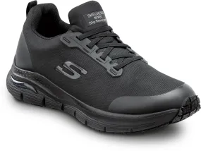 SKECHERS  Arch Fit Jake, Men's, Black, Slip On Athletic Style, MaxTRAX Slip Resistant, Soft Toe Work Shoe