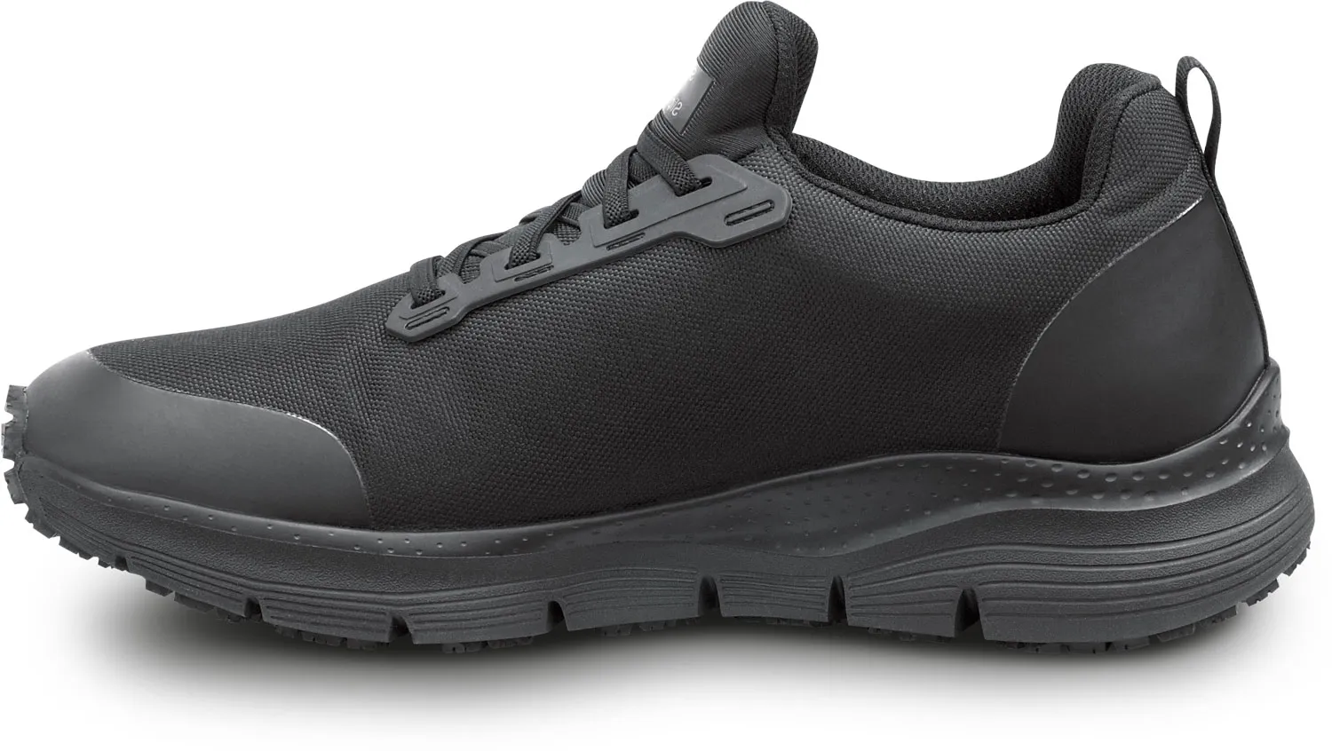 SKECHERS  Arch Fit Jake, Men's, Black, Slip On Athletic Style, MaxTRAX Slip Resistant, Soft Toe Work Shoe