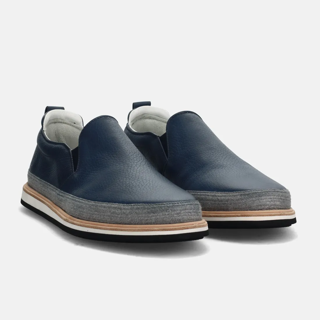 Sneakers slip-on Fabi Capri in pelle blu con fascia in corda