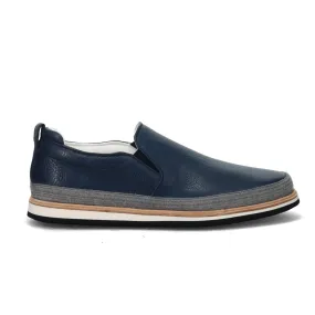 Sneakers slip-on Fabi Capri in pelle blu con fascia in corda