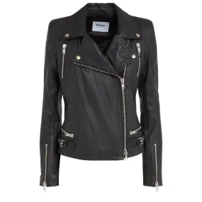 SWORD  Giacca biker in pelle nera