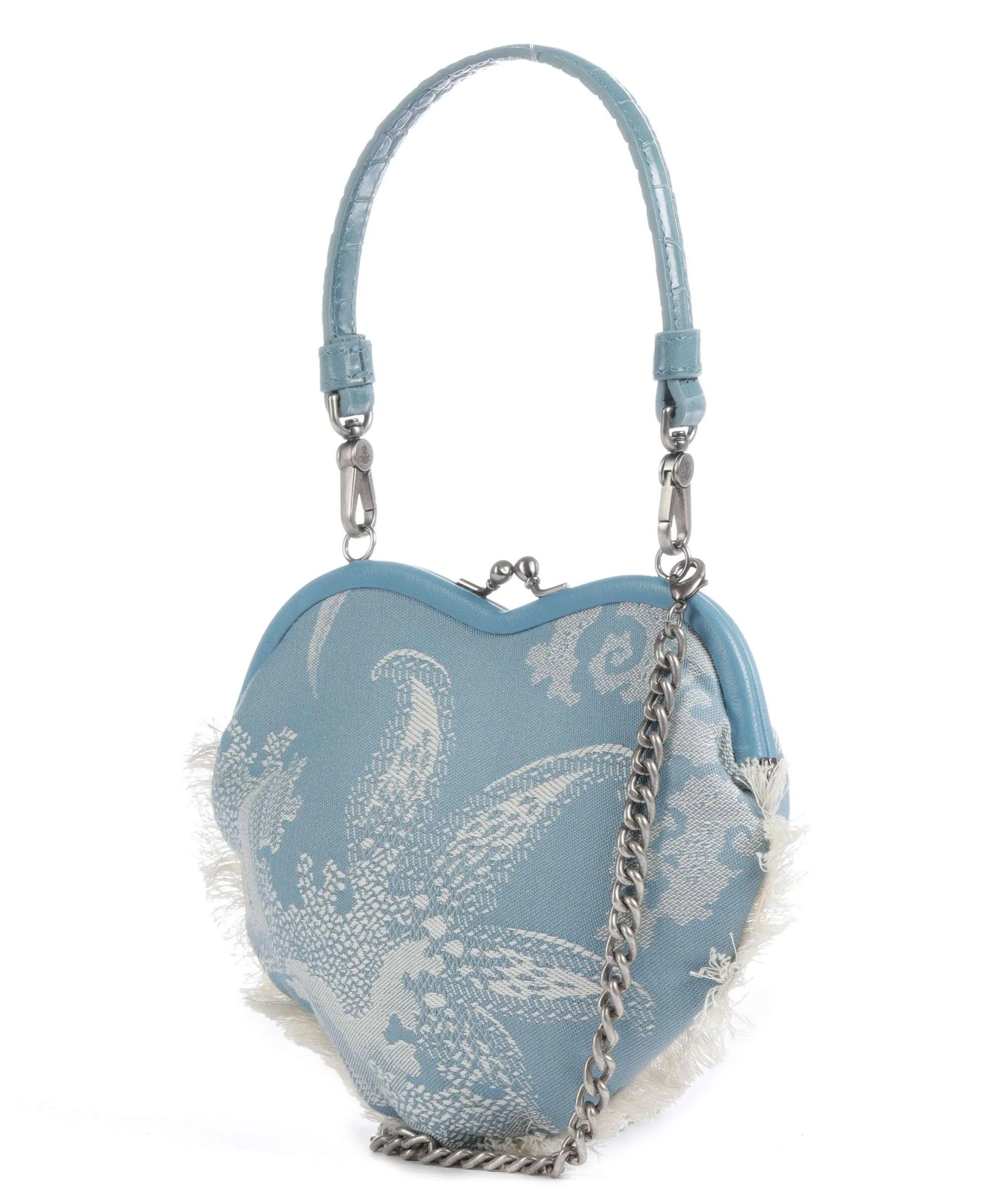  Vivienne Westwood Belle Jacquard Heart Frame Borsa a tracolla cotone jeans  